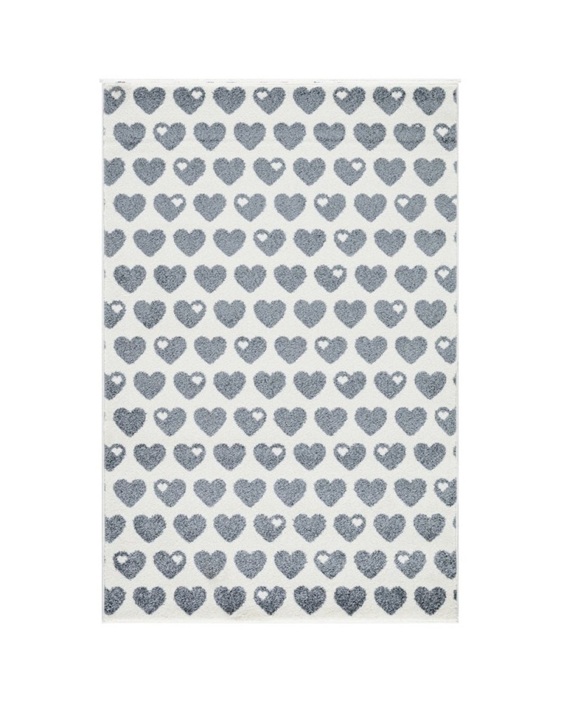 Szőnyegek LE Hearts - ezüstszürke - fehér színben - minőségi gyerekszőnyeg
