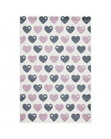 Szőnyegek LE Hearts - ezüstszürke - rózsaszín - fehér színben - minőségi gyerekszőnyeg
