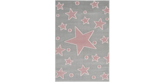 Szőnyegek LE Estrella csillagos, ezüstszürke - rózsaszín színű gyerekszőnyeg