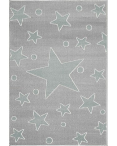Szőnyegek LE Estrella csillagos, ezüstszürke - menta színű gyerekszőnyeg