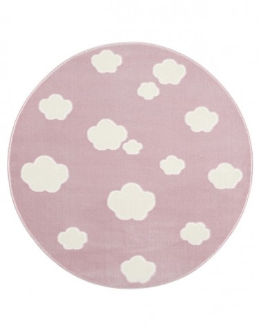 Szőnyegek LE Skycloud felhős, rózsaszín - fehér színű kör gyerekszőnyeg