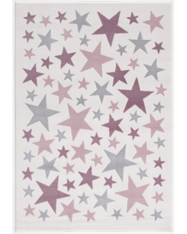Szőnyegek LE Stella csillagos, krém - ezüstszürke - rózsaszín színű gyerekszőnyeg