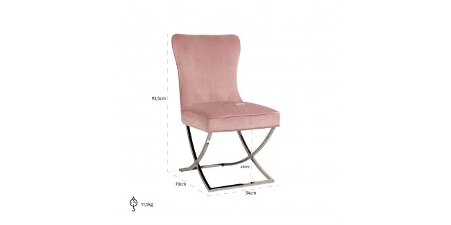 NT Scarlett Kényelmes Pink / ezüst bársony szék