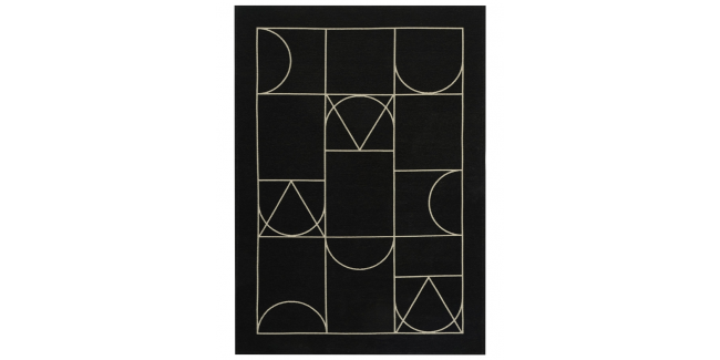 FX Signet Fekete könnyen tisztítható mintás szőnyeg