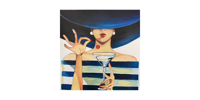 FE Replika Festmény - Kék kalapos nő
