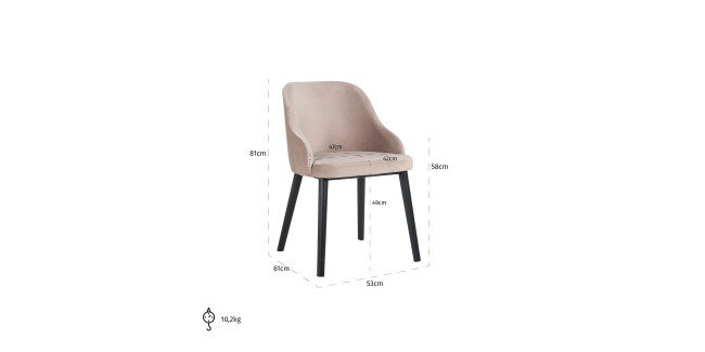 NT Twiggy Khaki kárpitozott, elegáns, exkluzív szék