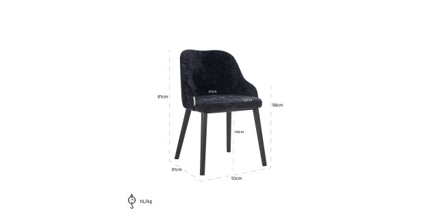 NT Twiggy Black kárpitozott, elegáns, exkluzív szék