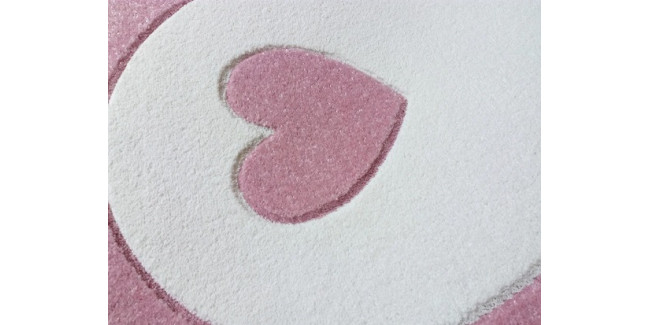 LE  Szív - rózsaszín - fehér színben - minőségi gyerekszőnyeg