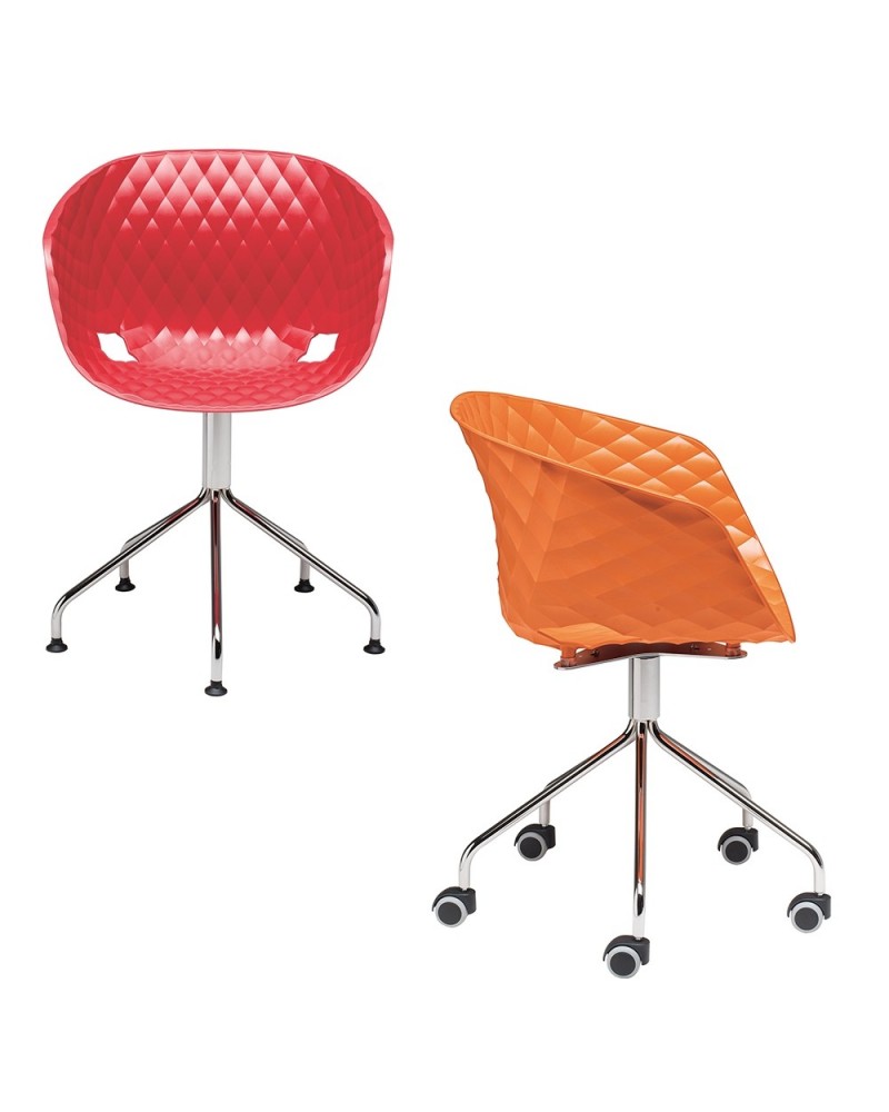 Műanyag design szék MO Uni-Ka IV. Fix vagy görgős forgatható fémvázas tárgyaló szék