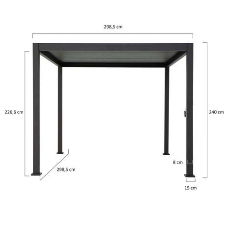 Reflect Prémium 3×3 m bioklimatikus alumínium pergola – antracit, 11 cm-es oszlopokkal