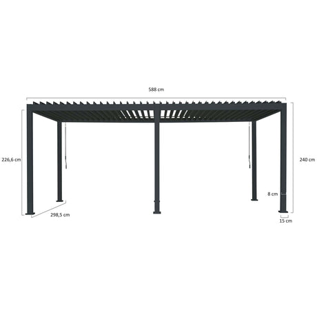 Reflect Standard 3×6 m bioklimatikus alumínium pergola – antracit, 8 cm-es oszlopokkal