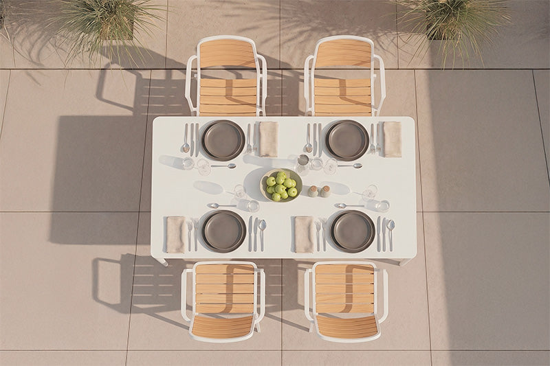 Grattoni Bahamas fehér alumínium kültéri asztal teraszon