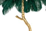 Tiffany 175 állólámpa zöld-réz / természetes tollal