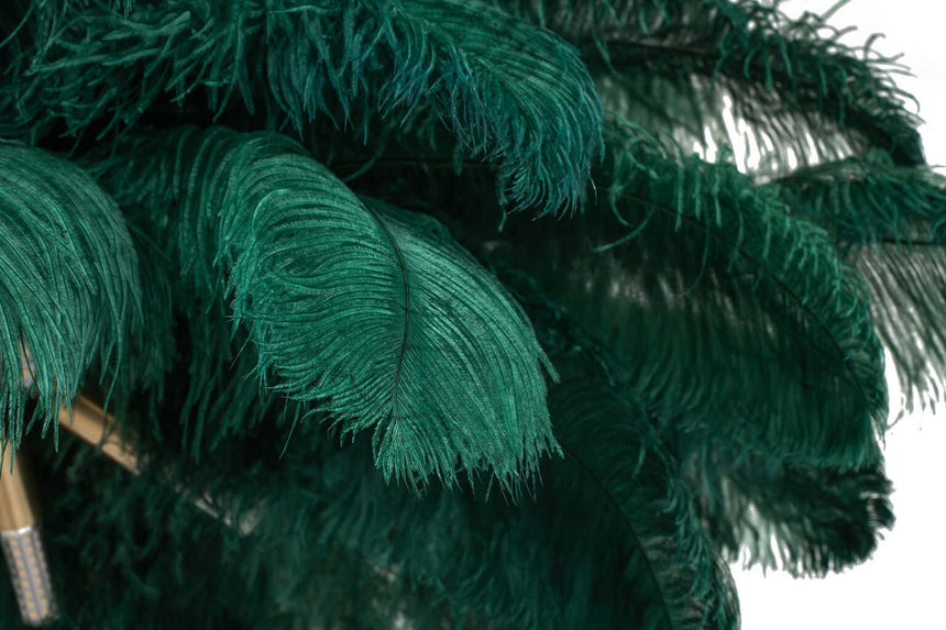 Tiffany 175 állólámpa zöld-réz / természetes tollal