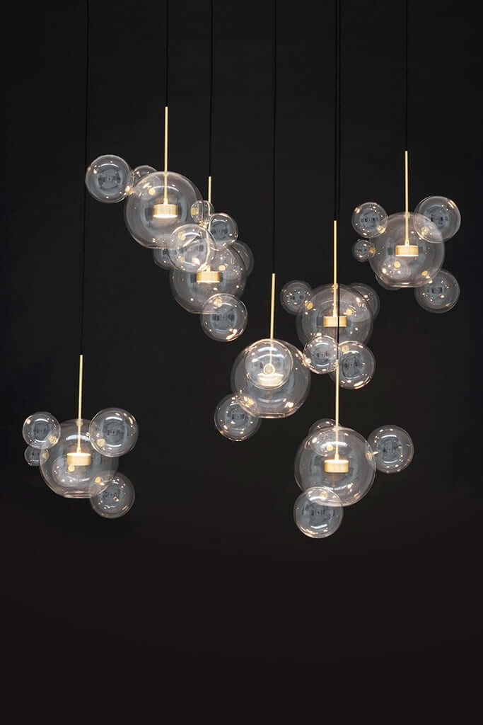 Capri Line 7 arany függesztett lámpa – 420 LED, alumínium, üveg