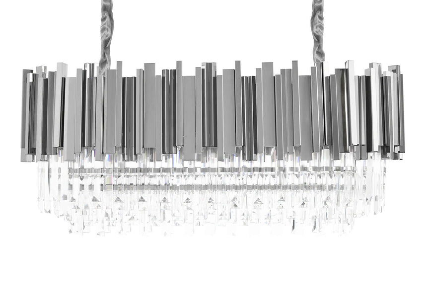 Imperial Long Silver 90 függőlámpa – acél, kristály