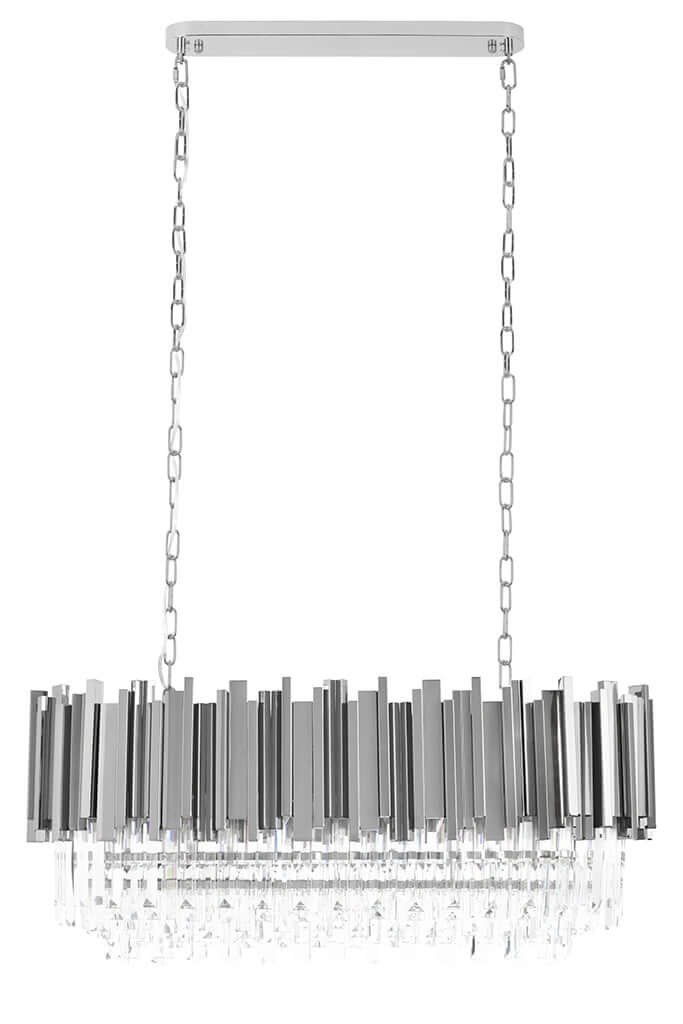 Imperial Long Silver 90 függőlámpa – acél, kristály