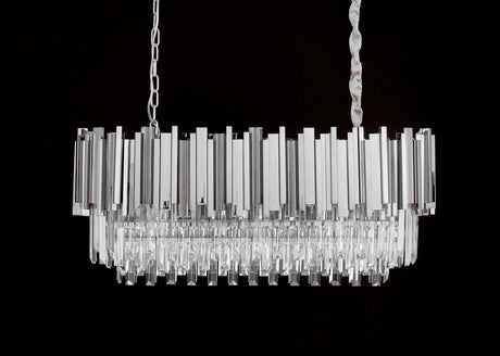 Imperial Long Silver 90 függőlámpa – acél, kristály