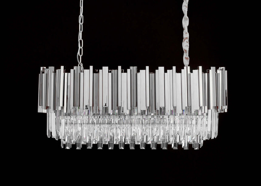 Imperial Long Silver 90 függőlámpa – acél, kristály