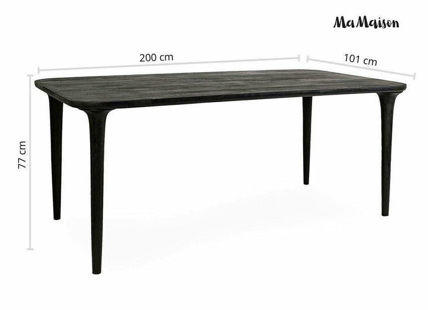Laminar 200 étkezőasztal fekete – tömör mangófa