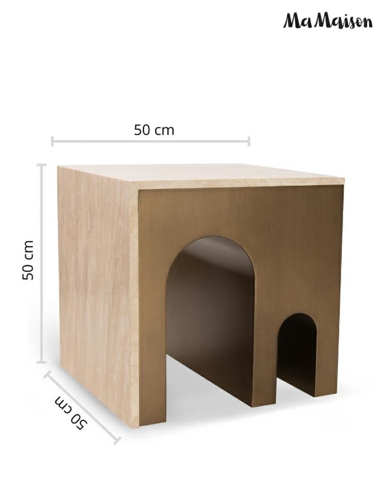 Kori 50 lerakóasztal arany – travertin, fém
