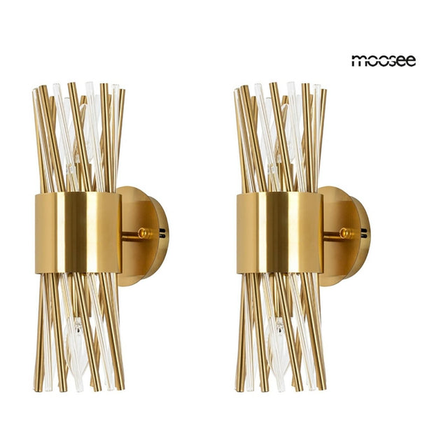 Lorenzo fali lámpa arany, 2 darabos szett – rozsdamentes acél, üveg