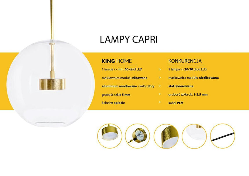 Capri Disc 5 függőlámpa arany – LED, üveg, alumínium