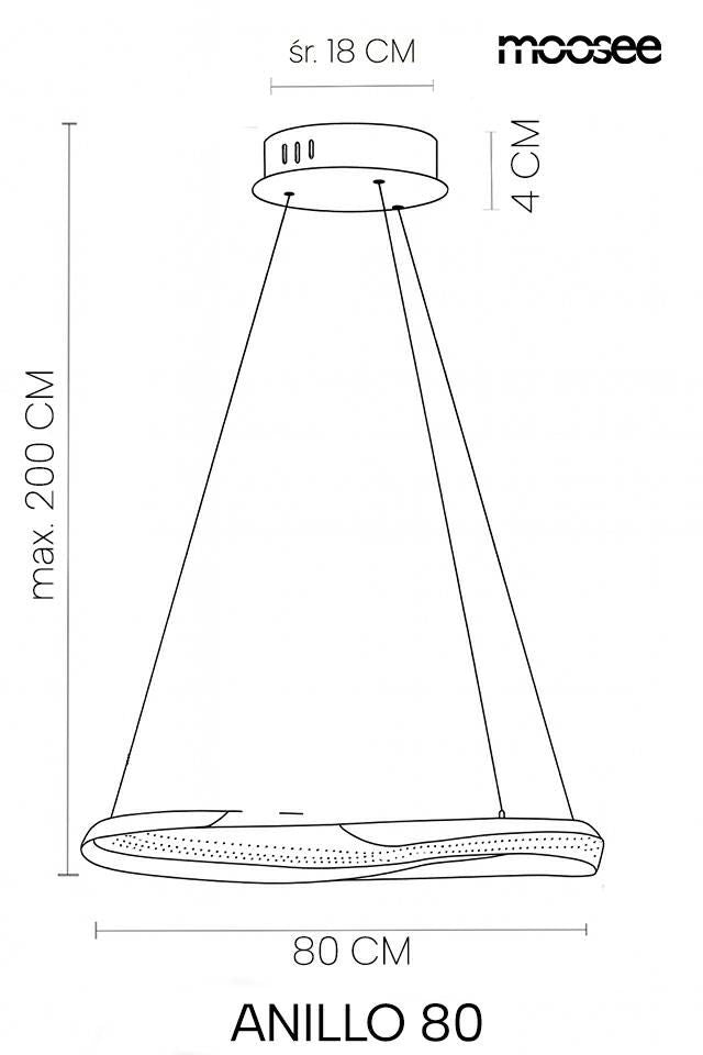 Anillo 80 függőlámpa fekete króm – LED, fém, alumínium