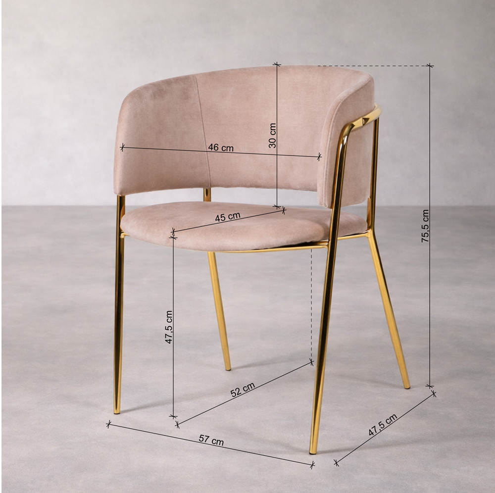 KL Liam étkezőszék bézs színben -kordbársony