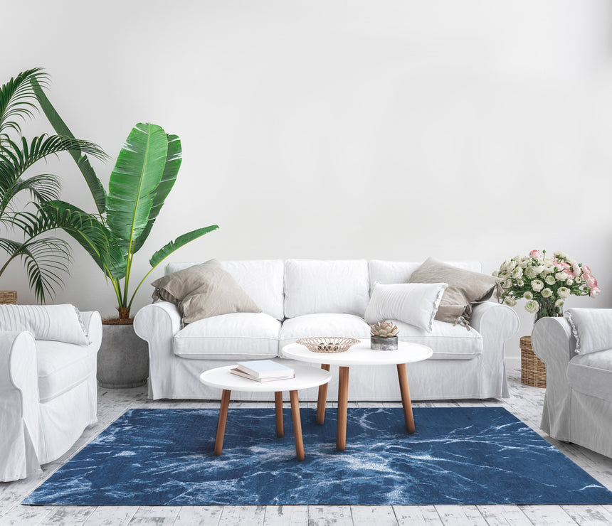 Atlantic Blue modern szőnyeg felülnézetből, óceánkék árnyalatban
