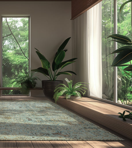 Boho Mint modern szőnyeg felülnézetből, mentazöld boho mintával