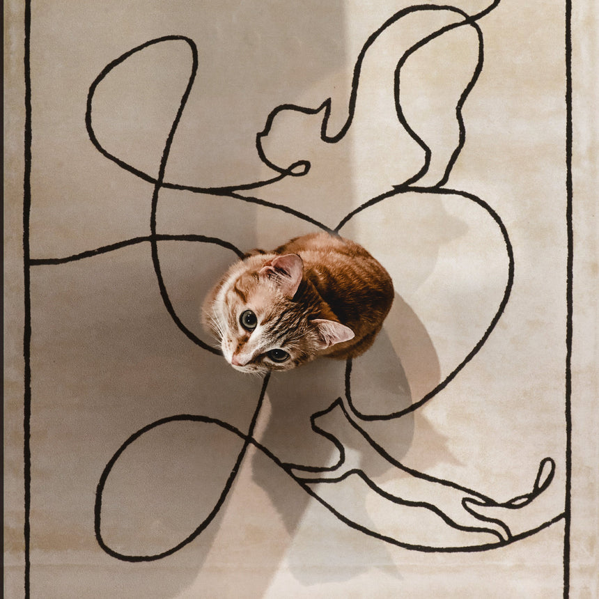 Cats Ivory viszkóz szőnyeg berendezett szobában