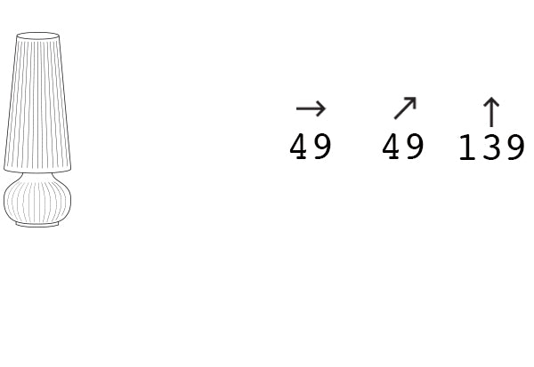 Fade M állólámpa termékrajz, 140 cm magas
