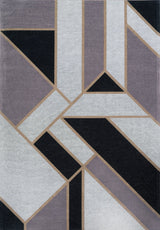 Gatsby Black modern szőnyeg felülnézetből, sötét art deco mintával