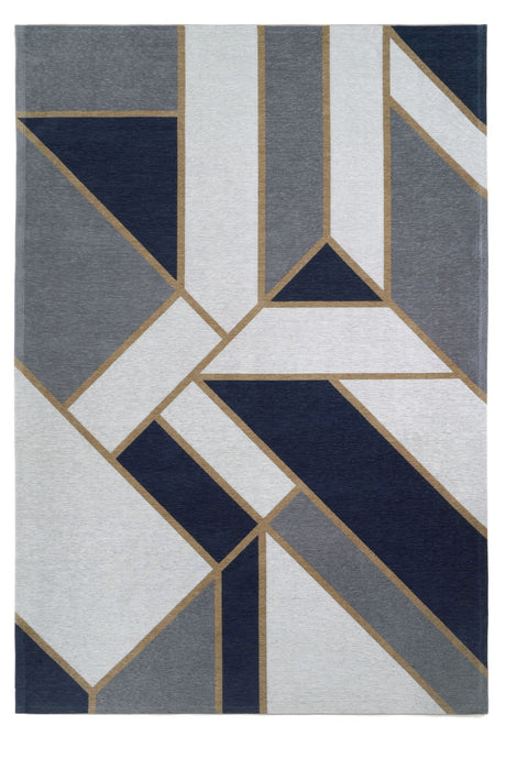 Gatsby Dark Blue modern szőnyeg felülnézetből, sötétkék art deco mintával