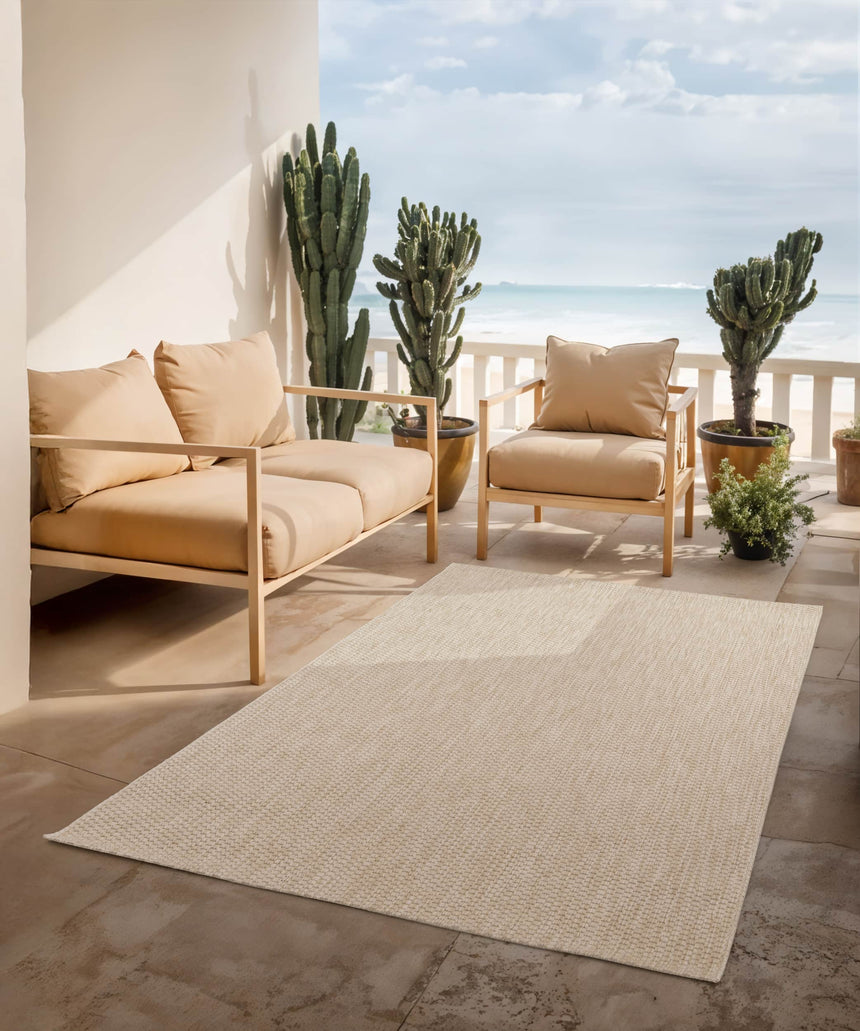 Grano Beige kültéri szőnyeg teraszon
