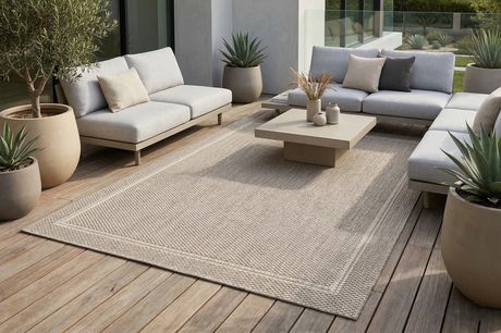 Grano Frame Gray kültéri szőnyeg teraszon