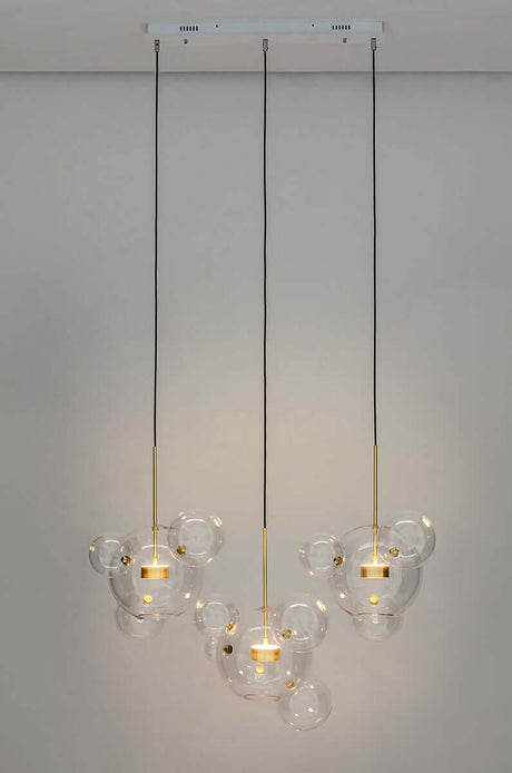 Capri Line 3 függőlámpa arany – 180 LED, alumínium, üveg