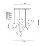 Capri Line 5 függőlámpa arany – 300 LED, alumínium, üveg