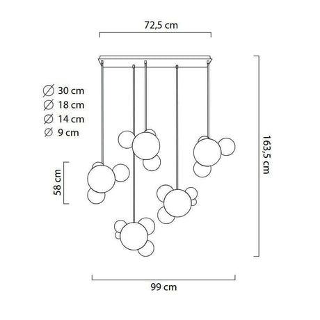 Capri Line 5 függőlámpa arany – 300 LED, alumínium, üveg