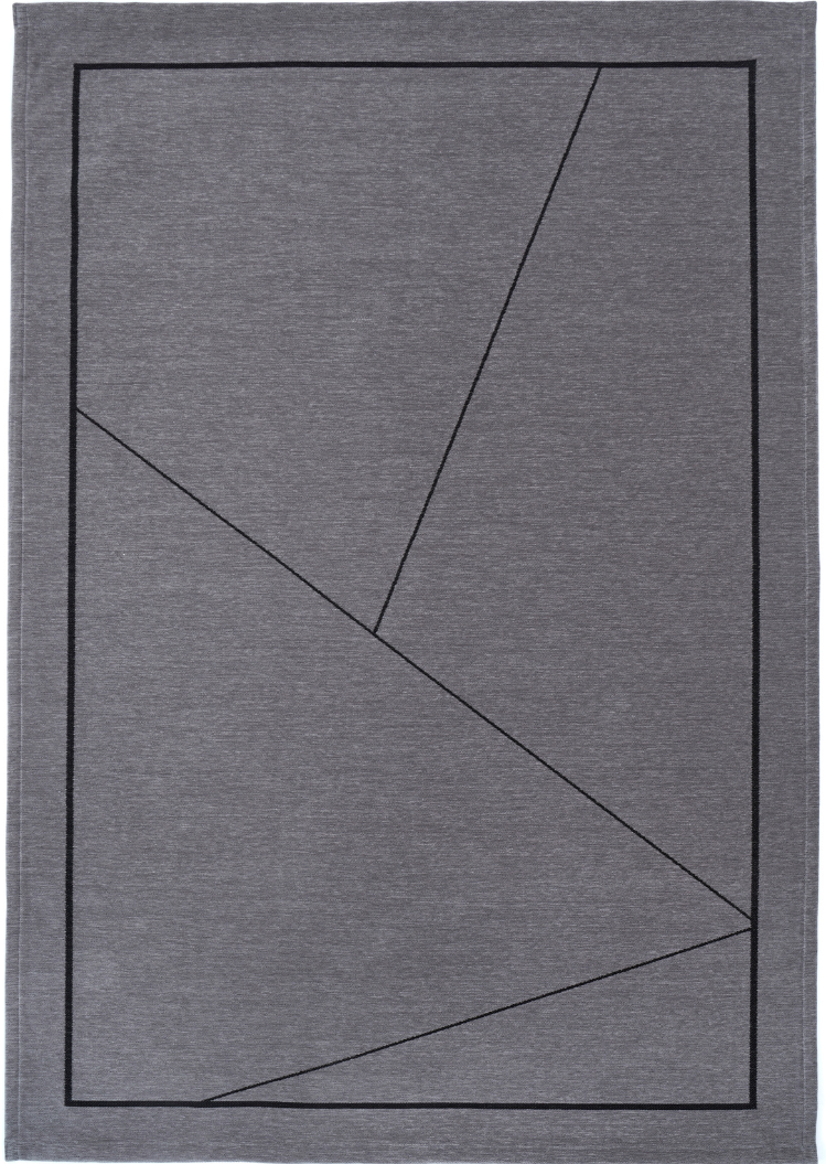 Linea Gray modern szőnyeg felülnézetből, szürke vonalas mintával