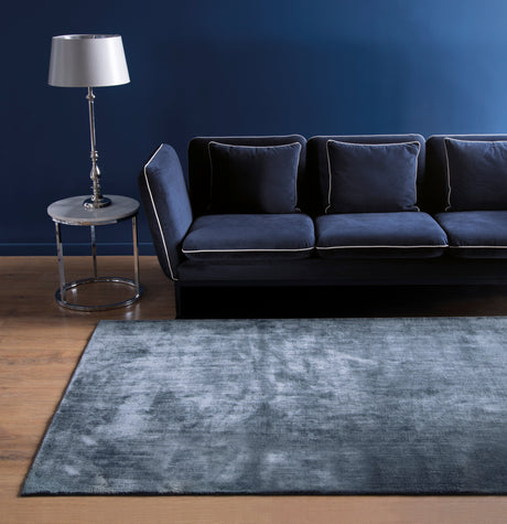 Linen Dark Blue viszkóz szőnyeg felülnézetből, sötétkék színben