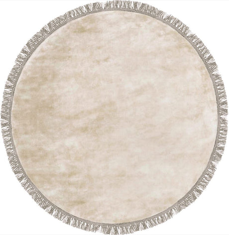 Luna Beige kerek viszkóz szőnyeg felülnézetből, bézs színben