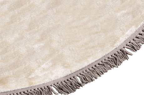 Luna Beige kerek viszkóz szőnyeg felülete közelről