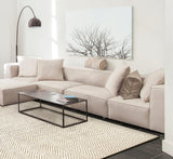 Luno Cold Beige modern szőnyeg felülnézetből, hűvös bézs színben