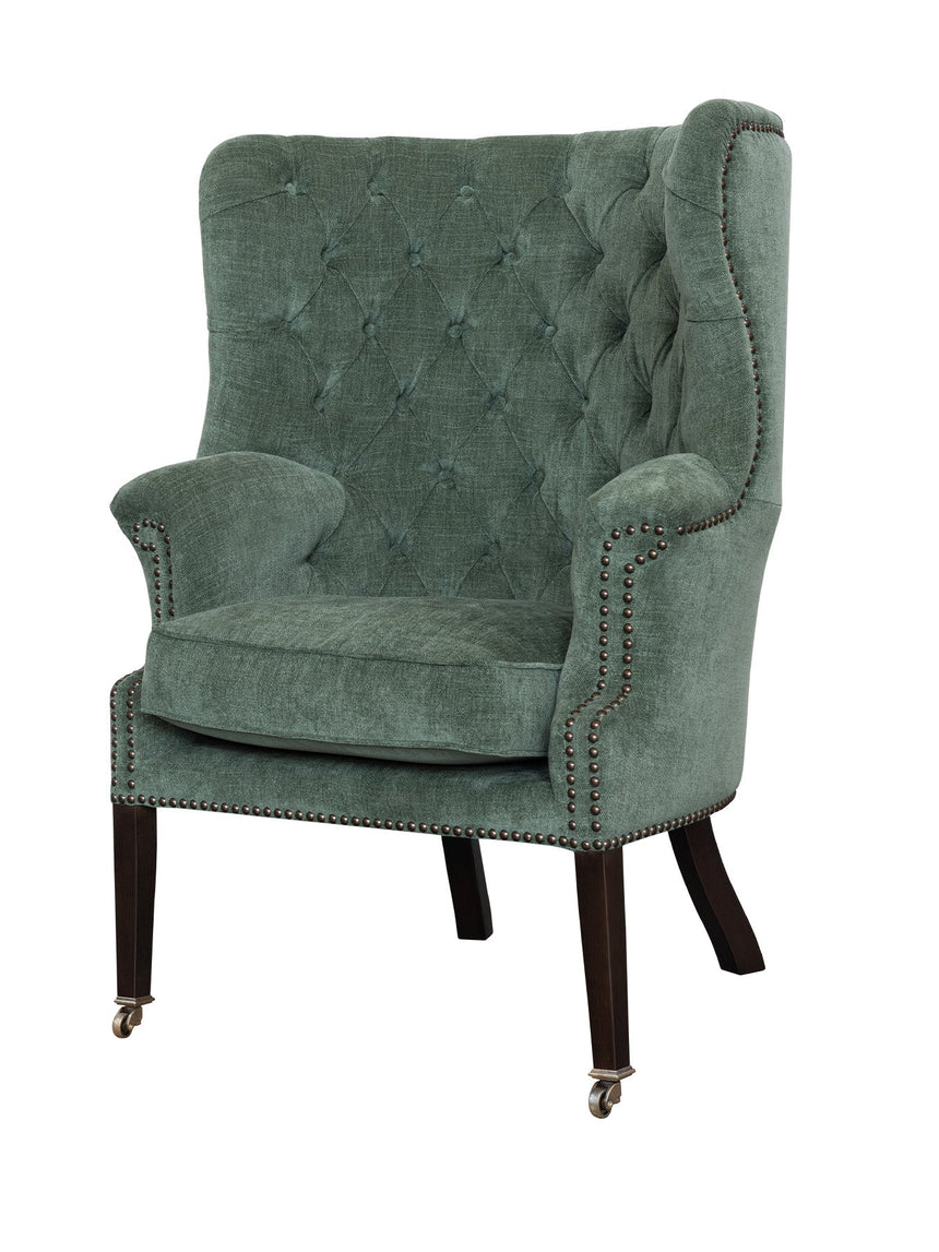 Luno magas támlás club chair fotel katonazöld kivitelben