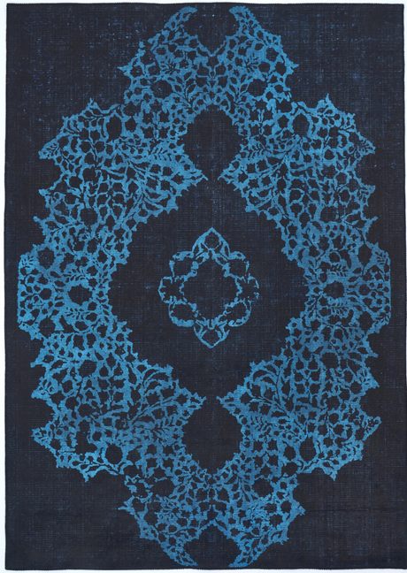 Ornament Blue poliészter szőnyeg teljes mintázata