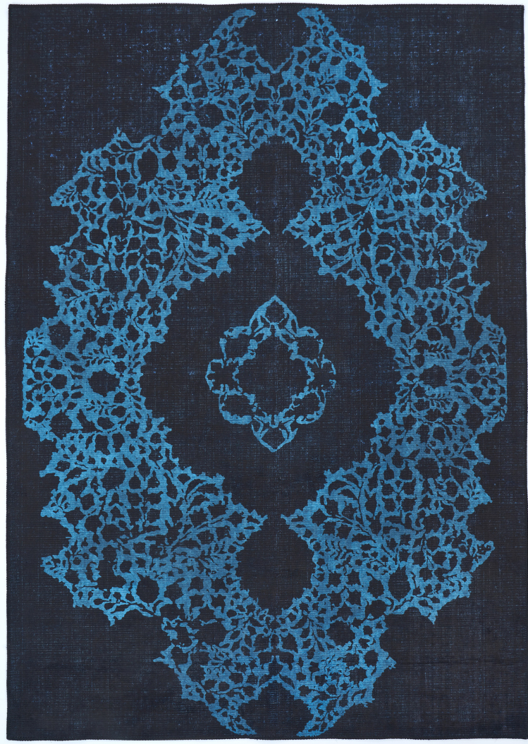 Ornament Blue poliészter szőnyeg teljes mintázata