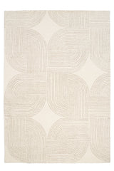 Ornate Beige gyapjú szőnyeg enteriőrben