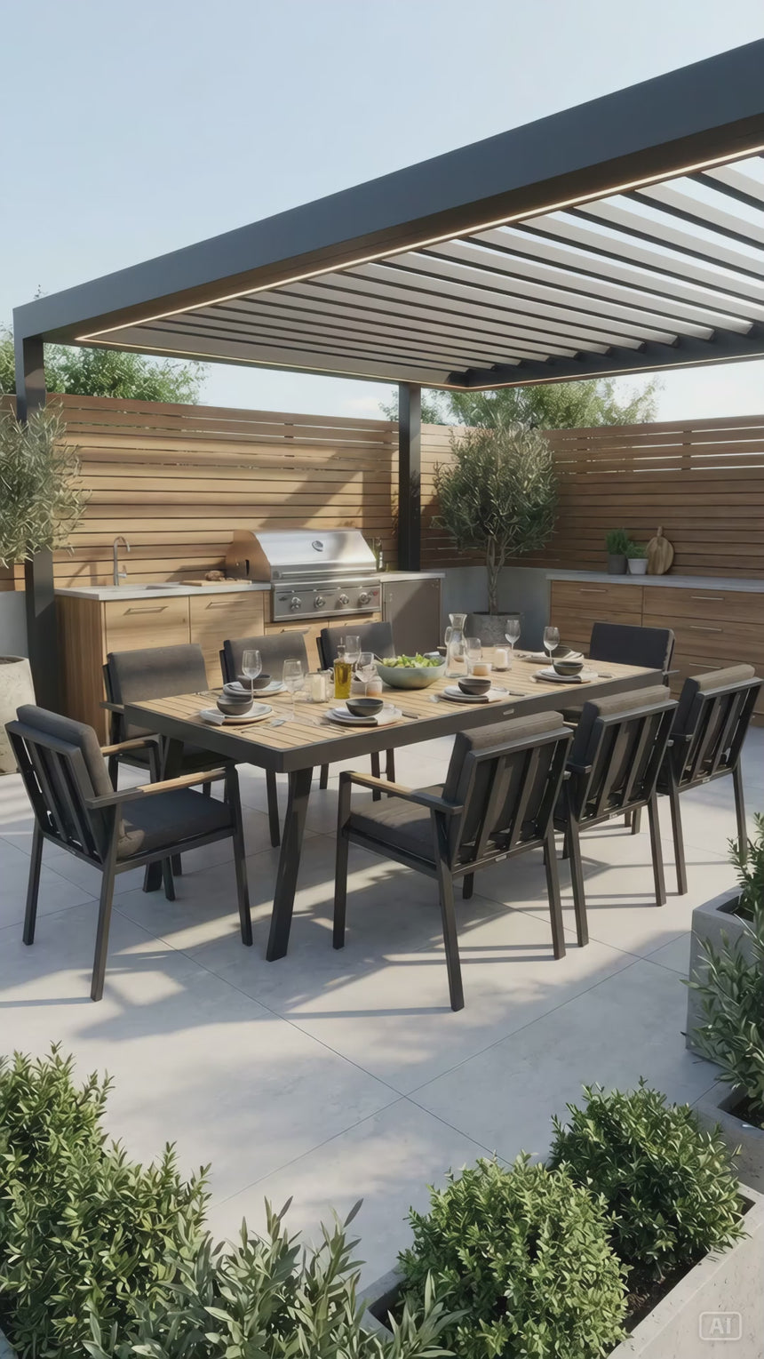 Higold Nofi - 8 személyes  kerti étkezőszett fekete színben